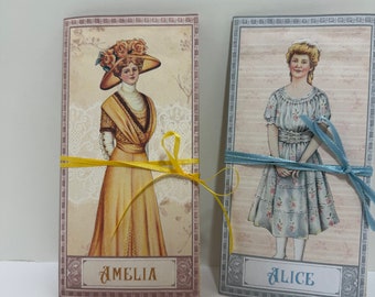 Victorian Paper Dolls, Vintage Dress Up Set, Historical Ephemera, Junk Journal Supplies