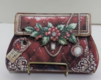 Handcrafted Mrs. Santa Claus Paper Journal Purse: Christmas Ephemera