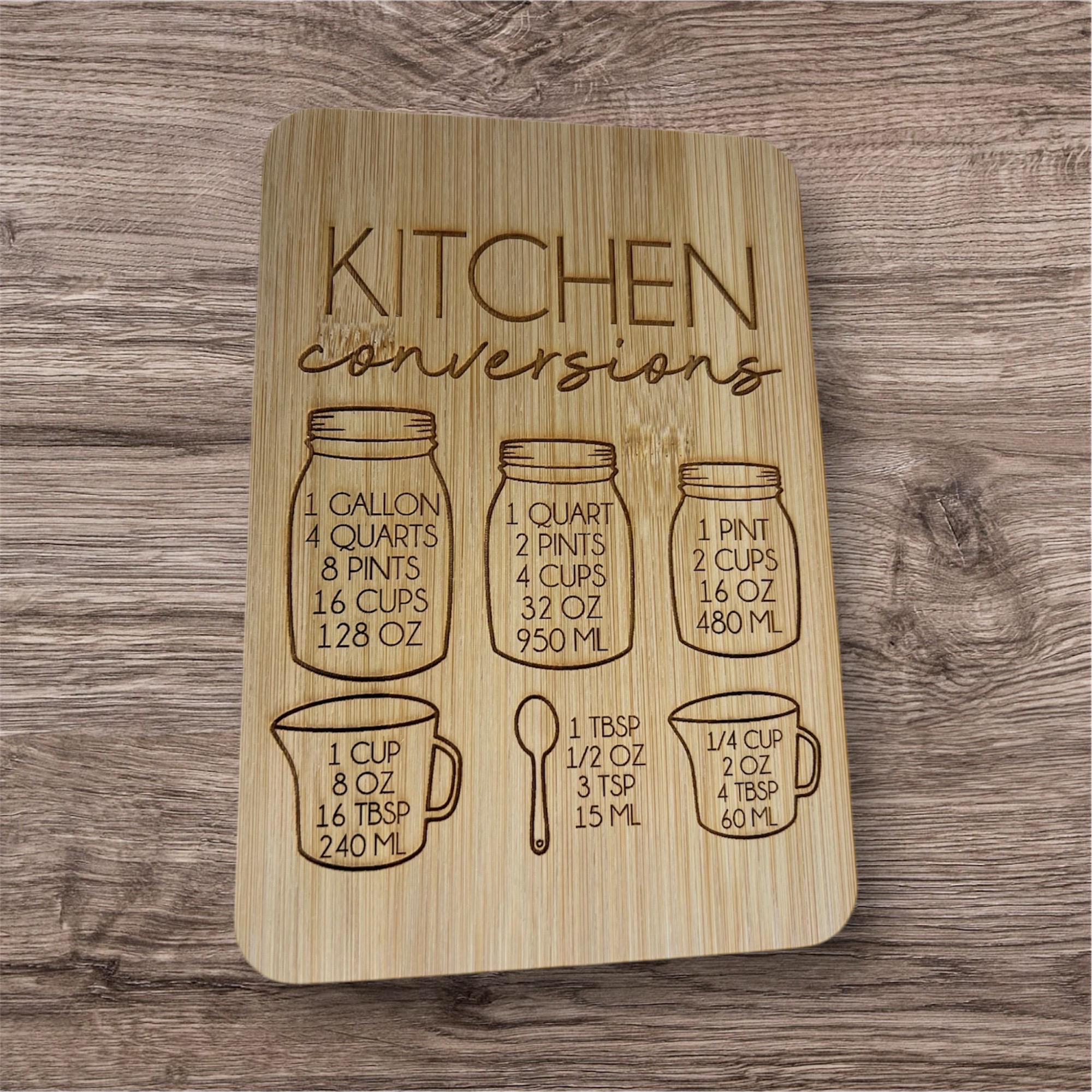 Cooking Conversion Board Engraved Kitchen Conversion Chart, Serving Board, Charcuterie, Cheese ...