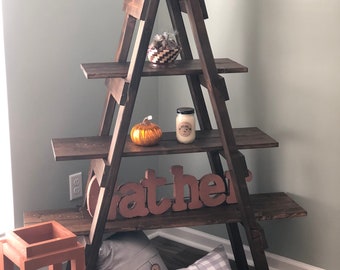 rustic ladder shelf etsy