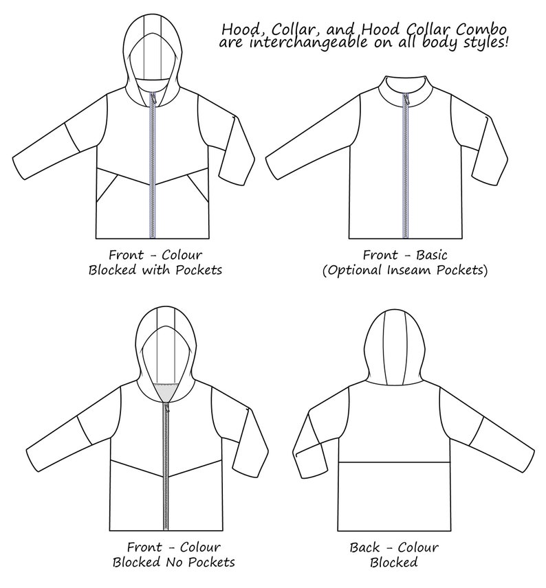 Quadra Jacket Printable PDF Sewing Pattern Baby to Youth | Etsy