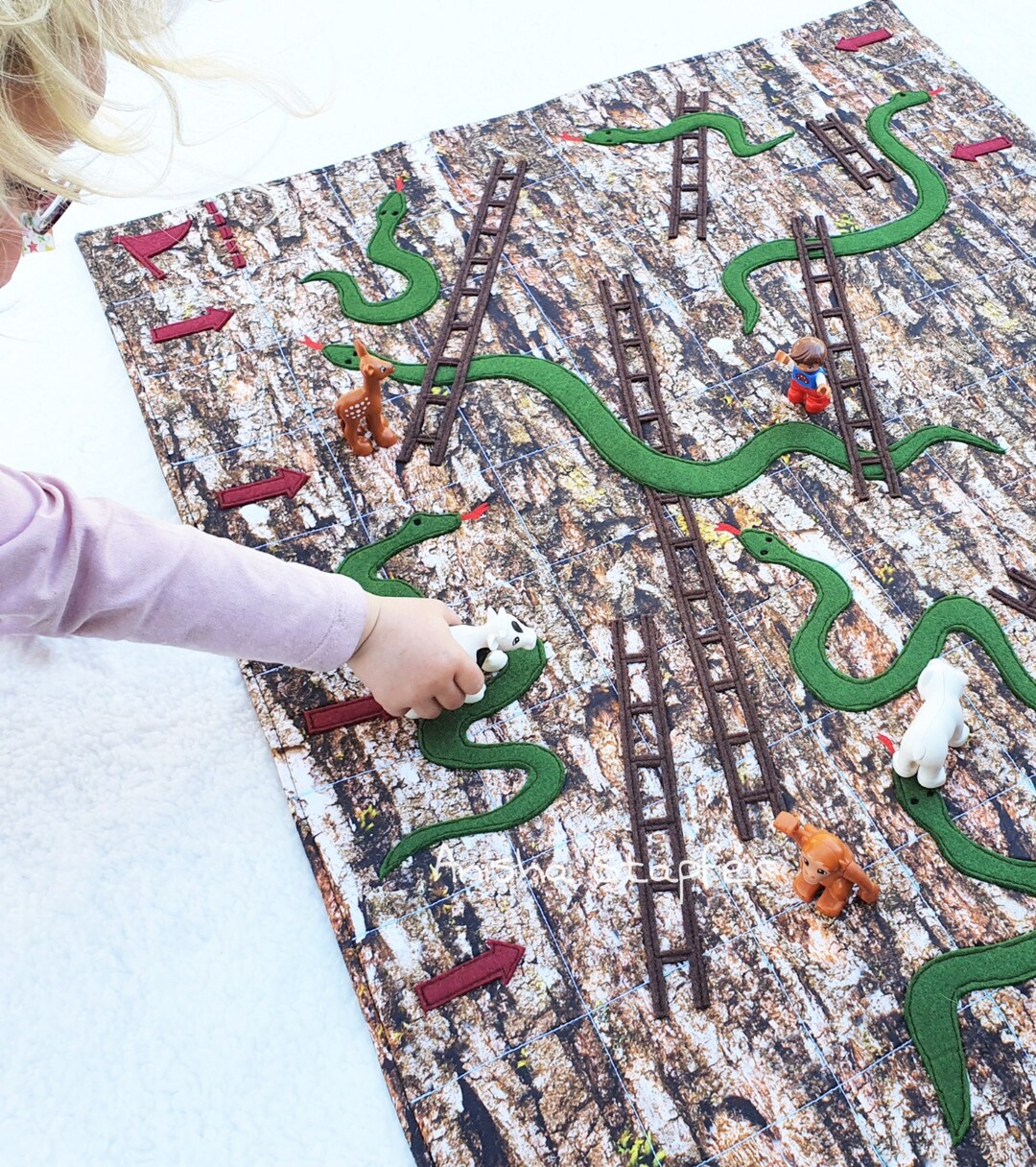 DIY Snakes and Ladders Game Mat, Tutorial and Printable Templates, No