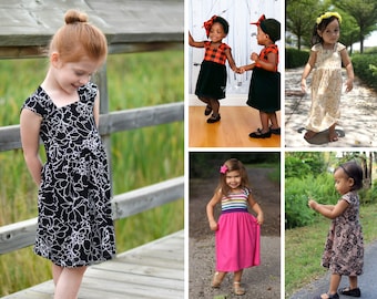 Padrão de costura PDF do vestido Reverie para bebês, crianças pequenas e meninas