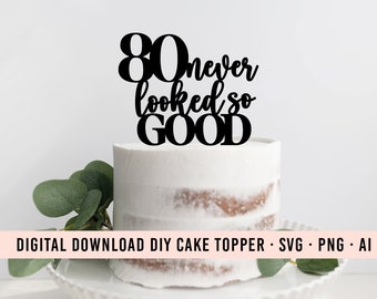 Adorno para tarta DIY de los 80, descarga SVG, gráfico de adorno para cumpleaños de los 80, descarga de adorno para tarta, clip art para tarta, decoración para fiesta de los 80