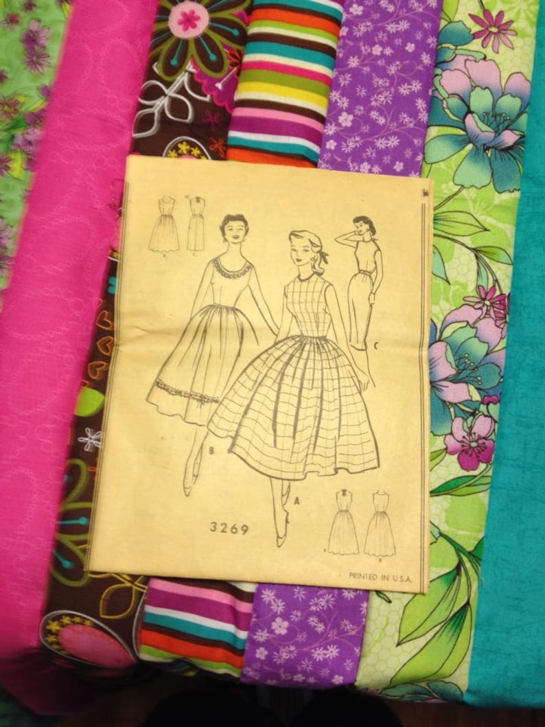 Ladies 1950's Inspired Patchwork Dress With Rick Rack Trim and