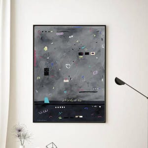 Large Colorful black abstract painting print Black and multicolor abstract canvas wall art Original modern abstract art home decor gift