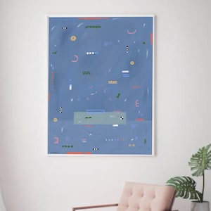 Modern blue abstract art print Large pastel blue and multicolor abstract painting Bright colorful wall art Minimalist abstract Acrylic print