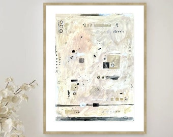 Original Abstract Painting Neutral Abstract Art Beige and Black Painting Wabi Sabi Wall Art Beige Abstract Painting on paper Small painting