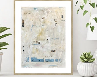 Original Abstract Neutral Painting Beige Abstract Art Blue Abstract Mixed Media Art Minimalist Art Earth Tone Art Modern one of a kind art