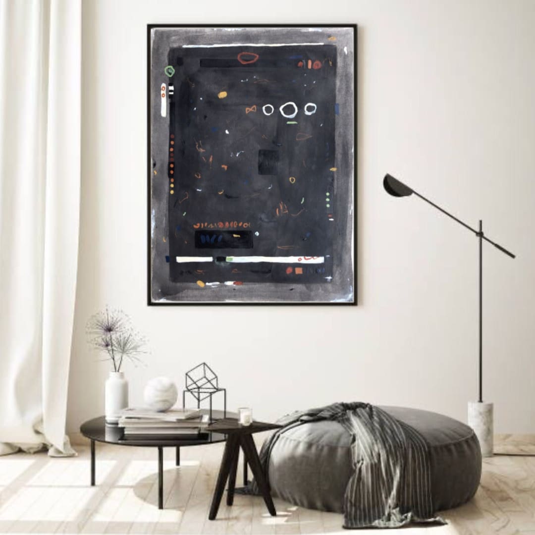 Large Black Abstract Painting Original Abstract Art on Canvas Modern Art Minimalist Wall Art