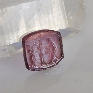 BACCHANTES purple Venetian glass cameo, square&#39;ish ~ 11mm ~ loose unset Tagliamonte cameos