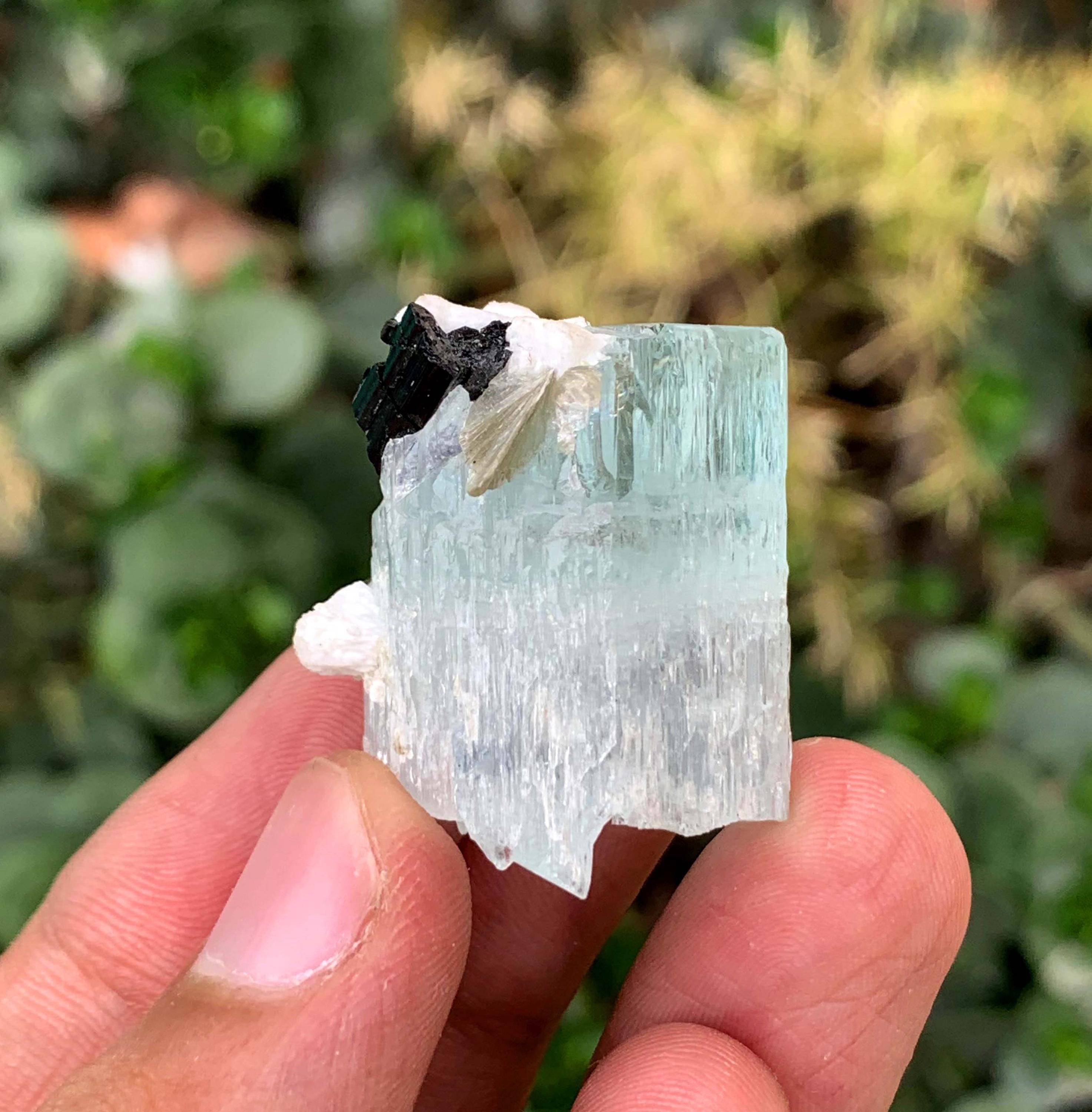 パキスタン産天然エッチングブルーアクアマリンクリスタル | 21グラム