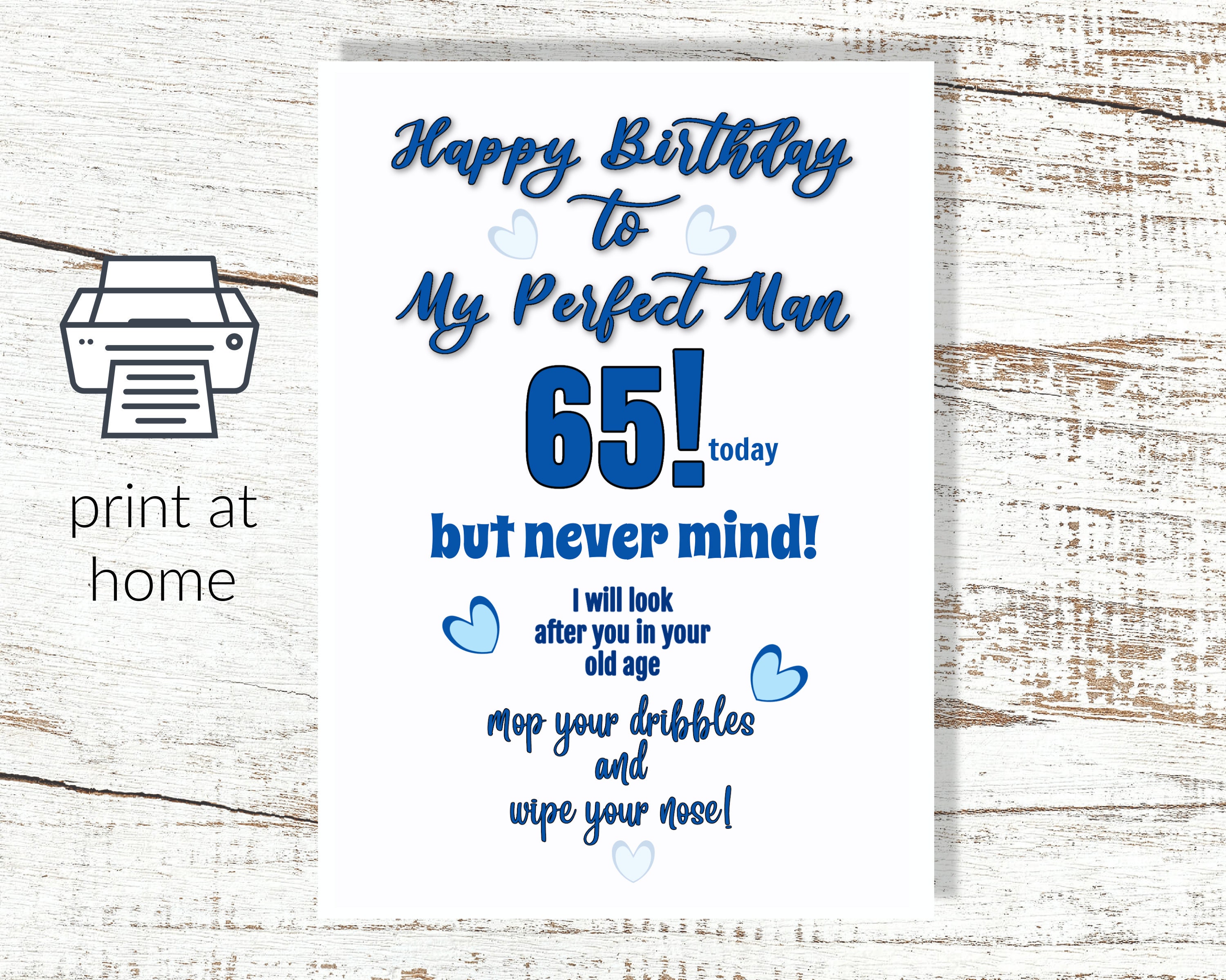 65th Birthday Card Printable Printable Cards