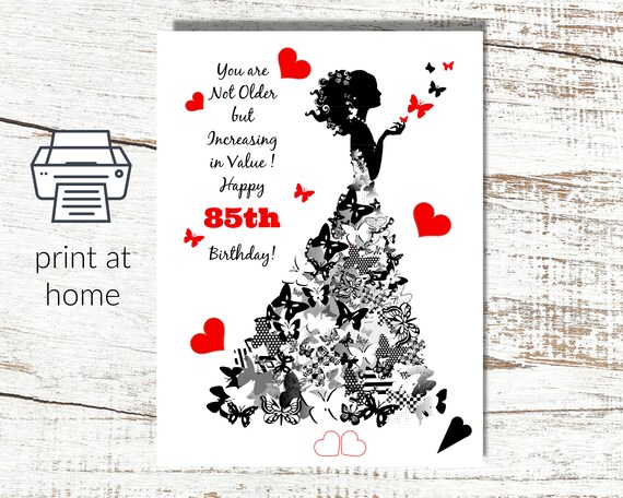 Print at Home 85th Instant Download Birthday Greetings Card | Etsy