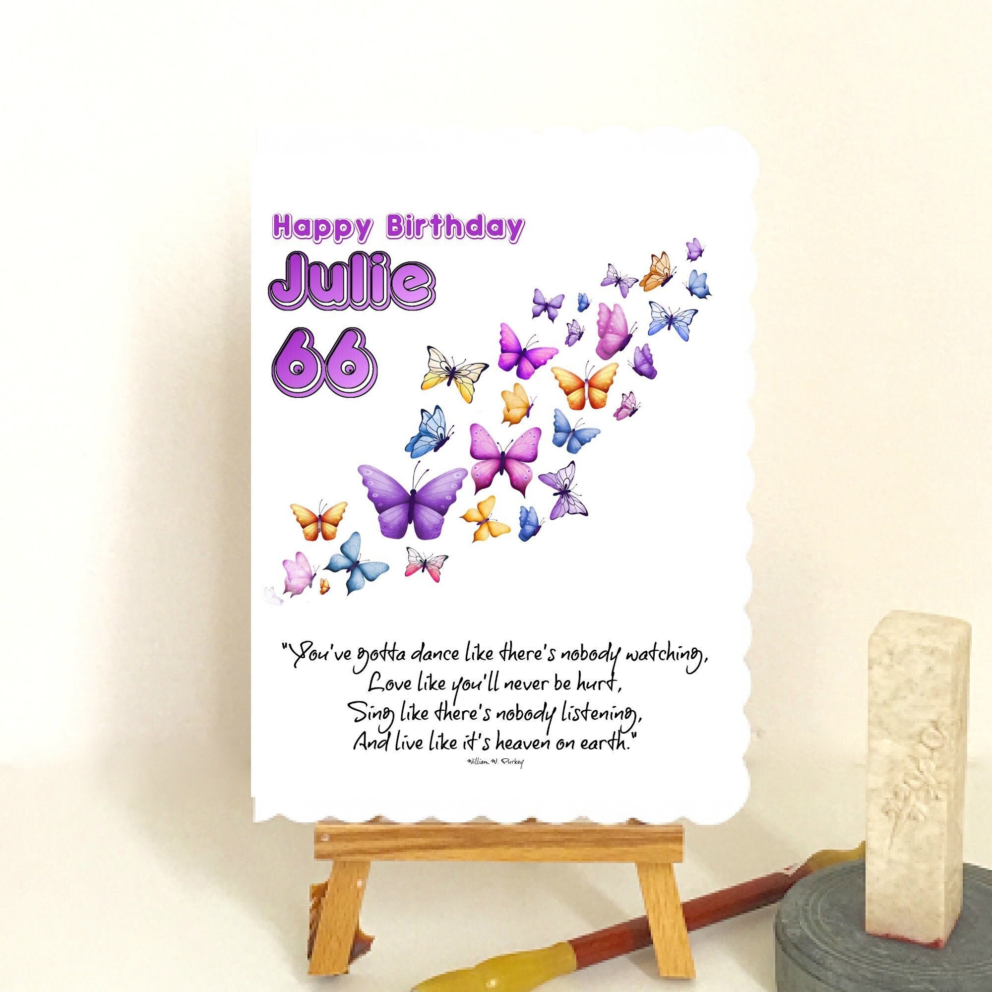 Personalised 66th Birthday Card in Pink- New Pensioner - State Pension -for lady | UK