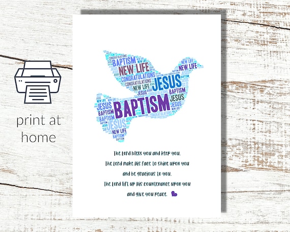 Print At Home Baptism Card Instant Download Water Baptism Etsy Ireland