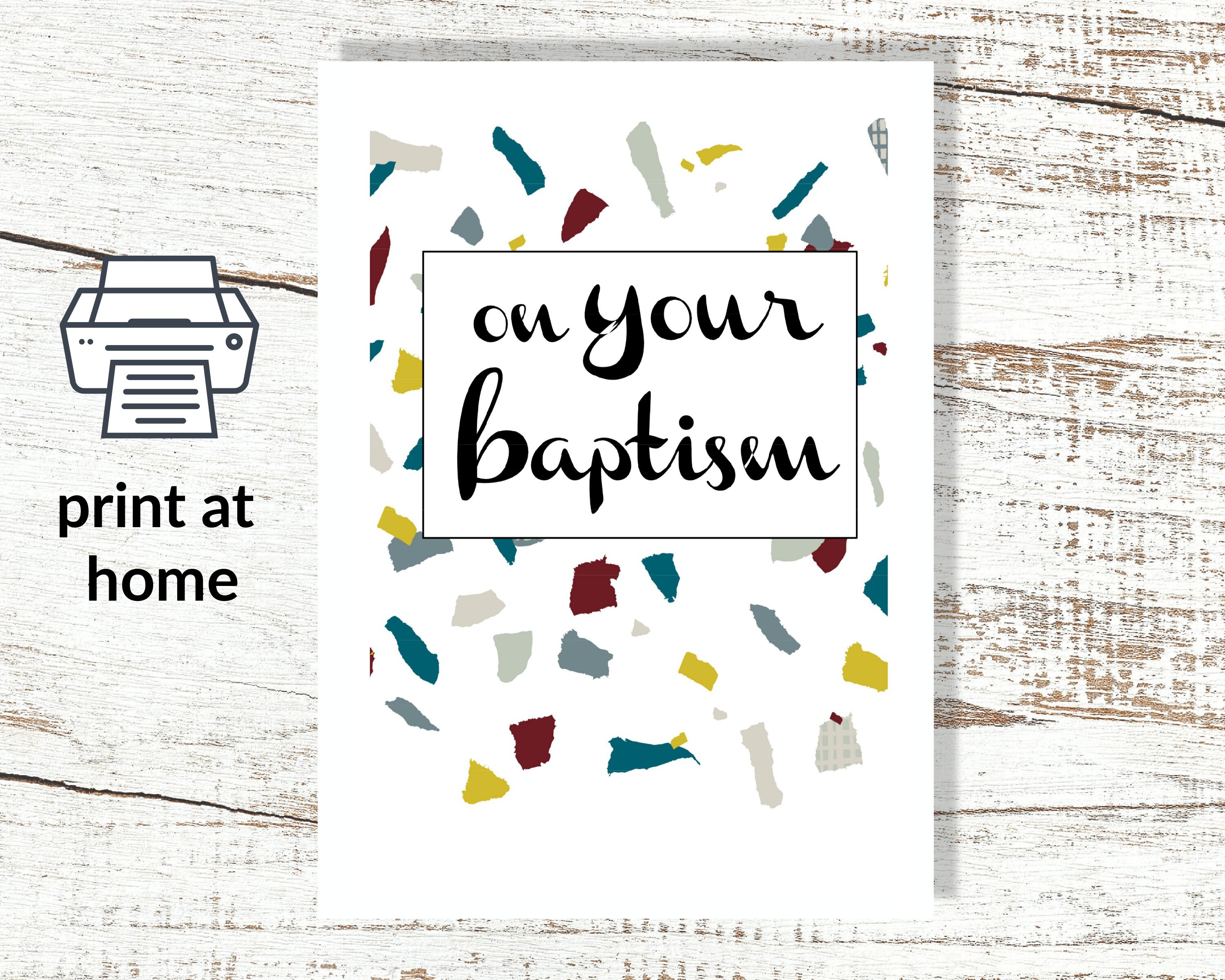 Print At Home Baptism Card Instant Download Water Baptism Etsy