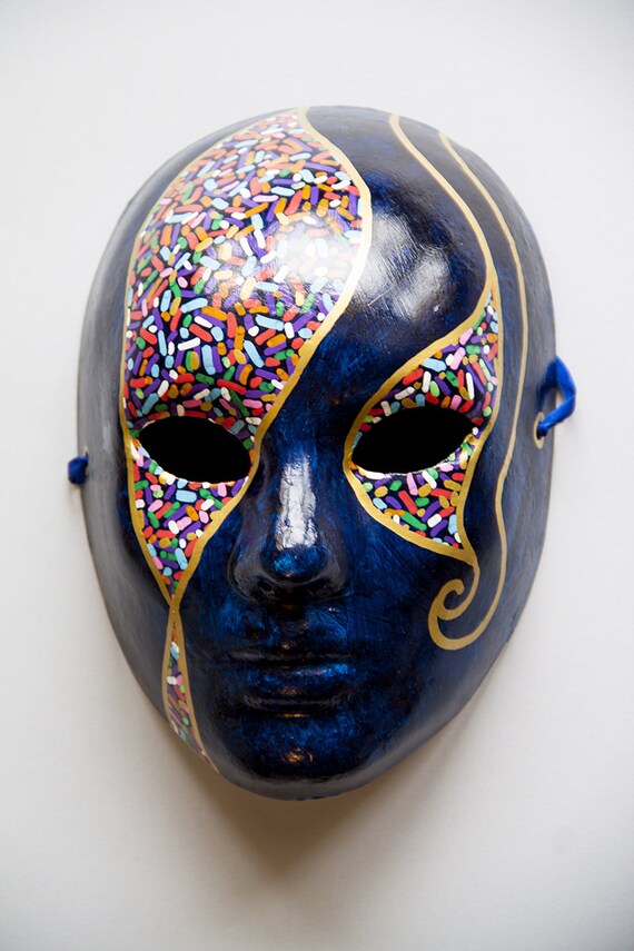 Blue masquerade mask men and women. carnival costume Etsy
