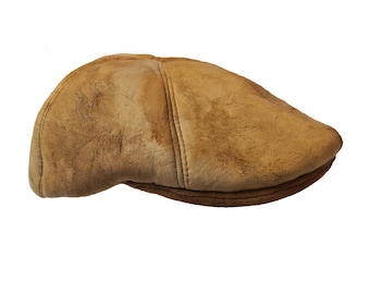 Amadou flat cap - elegant mushroom leather cap fomes fomentarius.