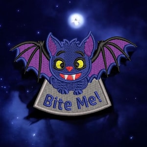 Parche bordado termoadhesivo "Muérdeme, murciélago vampiro", aplique de Halloween
