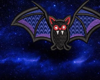 Embroidered Vampire Bat Iron-On Patch, Applique Bat Patch, Halloween Patch, Bonfire Patch, UK