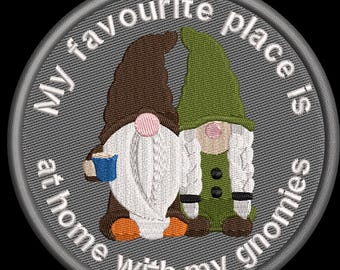 Embroidered Iron-on Patch - At home with my gnomies