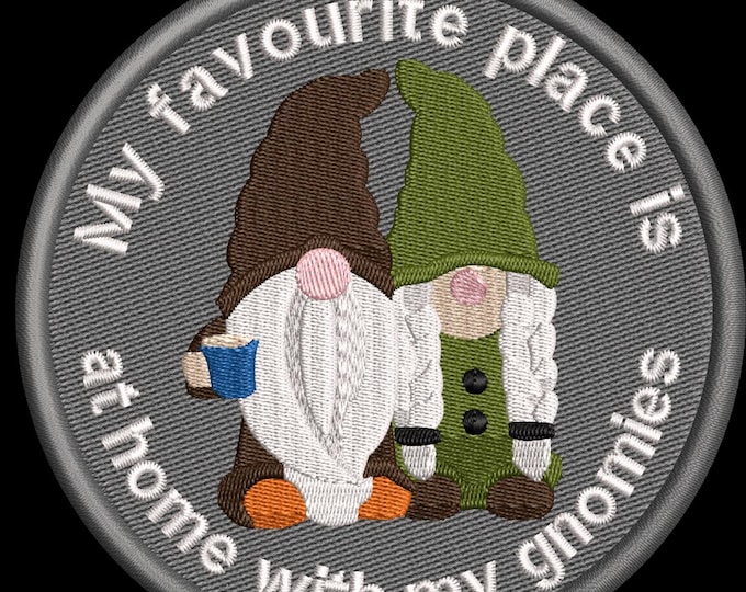 Embroidered Iron-on Patch - At home with my gnomies