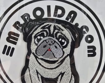 Small 8cm x 6cm, Pug Iron-On Patch, Dog Lovers Gift, Pug Lovers, Bag Patches, Jeans Patch, Cute Patch - Chinchilla