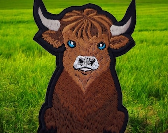 Highland COW Embroidered Patch, Red Brown, Iron-on Patch, COW Lovers, Clothing Repair Patch