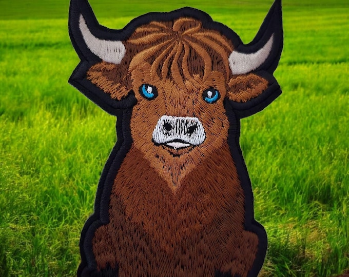Highland COW Embroidered Patch, Red Brown, Iron-on Patch, COW Lovers, Clothing Repair Patch