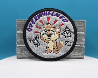 Iron-On Patch, Funny Embroidered Patch, Life Stresses, Overwhelmed with email, mobile phones and alarms