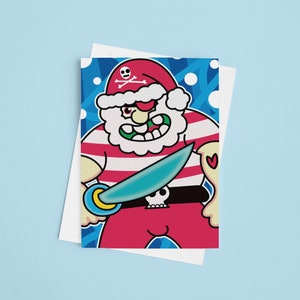 Piraten Weihnachtsmann Weihnachtskarte. Weihnachtskarten. Witzige Weihnachtskarte. Lustige Weihnachtskarte. Karte Pirat. Weihnachtskarte. Hundekarte. Weihnachtskarte Hund. Weihnachten.