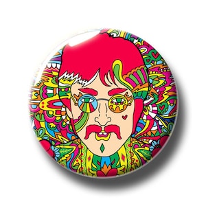 John Lennon Badge, Beatles Pin, Sgt Pepper 38mm Pinback Button Badge.