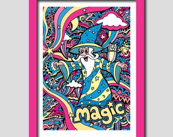 Merlin Wizard A4 Art Print 8x11 Wizard Art Wizard Etsy
