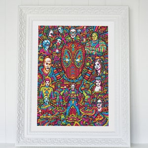 Deadpool Art Print , Superhero Art Print, Marvel Art Print, Fine Art, Art Deco, Boyfriend Gift, Husband Gift, Gift For Men, Psychedelic Art image 6