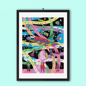 Space Shuttle Art Print, Spaceship Print, Boys Gift, Girls Gift, Childs Gift, Geek Gift, Fantasy Art, Sci-Fi Art, Wall Art, House Decor