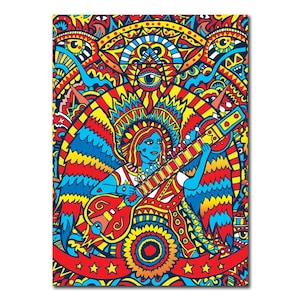 Carte ange, carte d'anniversaire psychédélique, carte d'art graphique, carte surréaliste, carte alternative, carte musique, carte pour lui, carte pour elle