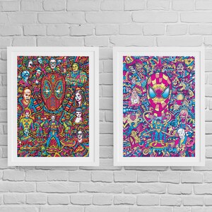 Deadpool Art Print , Superhero Art Print, Marvel Art Print, Fine Art, Art Deco, Boyfriend Gift, Husband Gift, Gift For Men, Psychedelic Art image 10