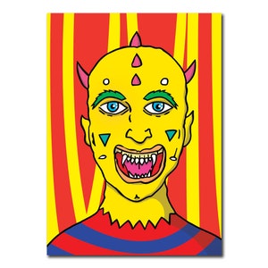Duivel kaart, verjaardagskaart, wenskaart, Halloween kaart, kaart voor jongens, jongens verjaardagskaart, horror kaart, griezelige kaart, eng, kaart, leuke kaart