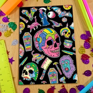 Skull Notebook, Skull Notepad, A6 Notebook, Skull Stationery, Black Notebook, Goth Notebook, Gift For Boyfriend, Gift For Teens, Lined Paper