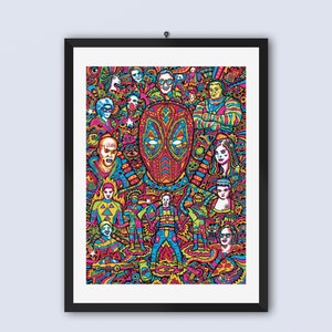 Deadpool Art Print , Superhero Art Print, Marvel Art Print, Fine Art, Art Deco, Boyfriend Gift, Husband Gift, Gift For Men, Psychedelic Art image 1