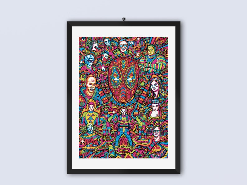 Deadpool Art Print , Superhero Art Print, Marvel Art Print, Fine Art, Art Deco, Boyfriend Gift, Husband Gift, Gift For Men, Psychedelic Art image 1