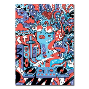 Tarjeta de cumpleaños de DJ, tarjeta de raver, tarjeta de música techno, tarjeta psicodélica, tarjeta para amantes de la música electrónica, regalo alternativo, tarjeta para novio, tarjeta para novia