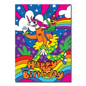 Einhorn Geburtstagskarte, lustige Geburtstagskarte, psychedelische Karte, Trippy Karte, Karte für ihn, Karte für sie, Karte Freund, Freundin Karte