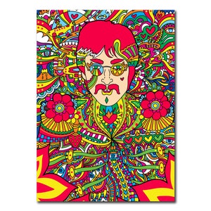 Cartão comemorativo de John Lennon, cartão de aniversário do Sgt. Pepper, The Beatles, Yellow Submarine, psicodélico, cartão de namorado, cartão de namorada, década de 1960.