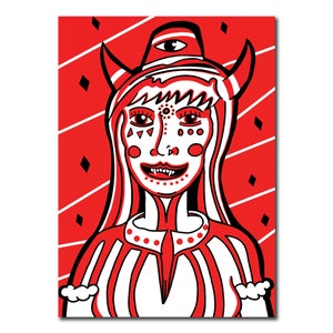 Duivel vrouw kaart, verjaardagskaart, wenskaart, Halloween kaart, kaart voor jongens, jongens verjaardagskaart, horror kaart, griezelige kaart, eng, kaarten