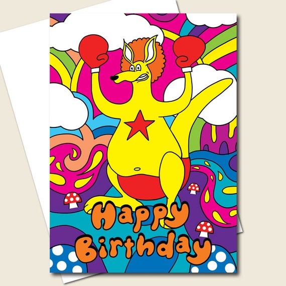 Kangaroo Birthday Card Funny Birthday Card Cartoon Birthday Etsy