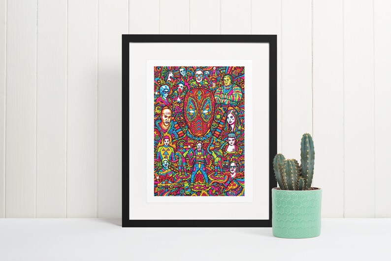 Deadpool Art Print , Superhero Art Print, Marvel Art Print, Fine Art, Art Deco, Boyfriend Gift, Husband Gift, Gift For Men, Psychedelic Art image 8