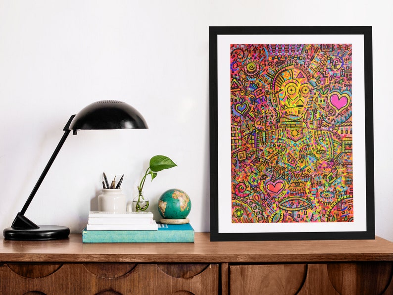 C-3POP Star Wars Inspired Psychedelic Art Print image 4