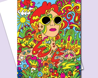 Persephone Greeting Card, Birthday Card, Psychedelic Card, 60s